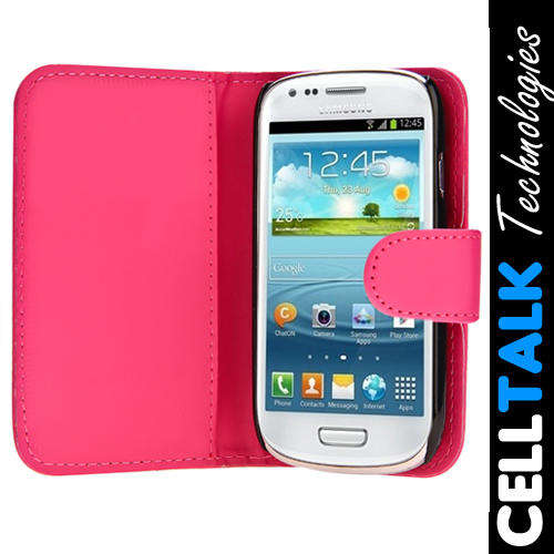 Flip Wallet Leather Case For Samsung Galaxy S3 Mini i8190 PINK
